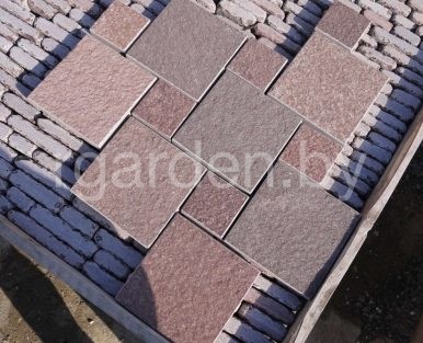 Брусчатка из плитняка Лемезит бордо пиленая для мощения