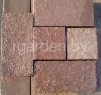 Брусчатка из плитняка Лемезит бордо пиленая для мощения