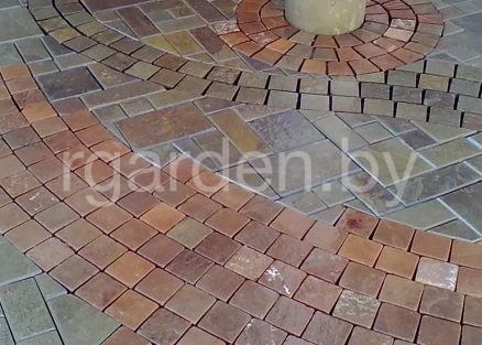 Брусчатка из песчаника Терракотово-красный галтованная (состаренная) для мощения