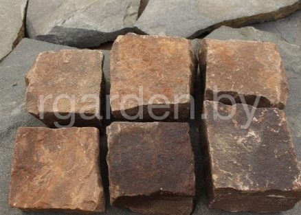 Брусчатка из песчаника Терракотово-красный колотая для мощения