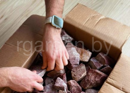 Малиновый кварцит для бани колотый фр.50-80мм